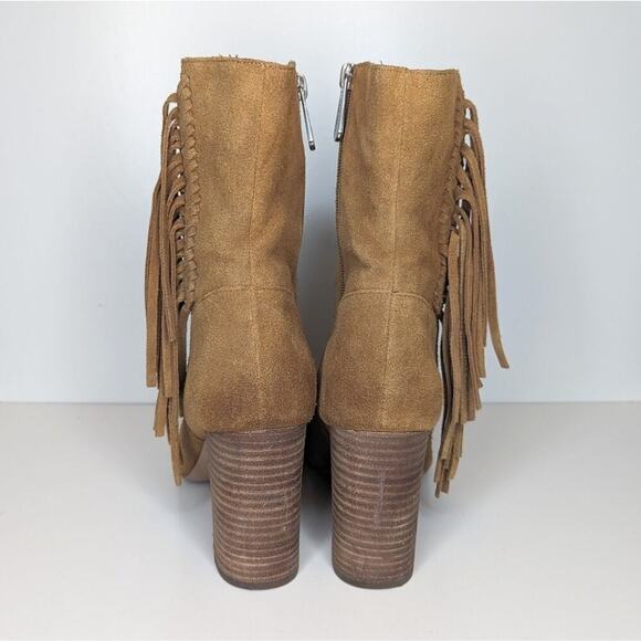 Charles by Charles David brown tan suede fringe boots side zip calf size 10 - Picture 6 of 8